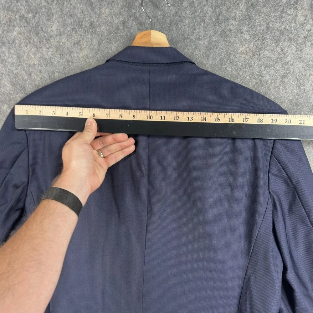 Hugo Boss Suit‎ Jacket Mens 46R Blue 100% Virgin Wool Made USA Union Two Button